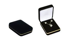 VELVET GOLD TRIM PENDANT AND EARRING BOX 27036-BX